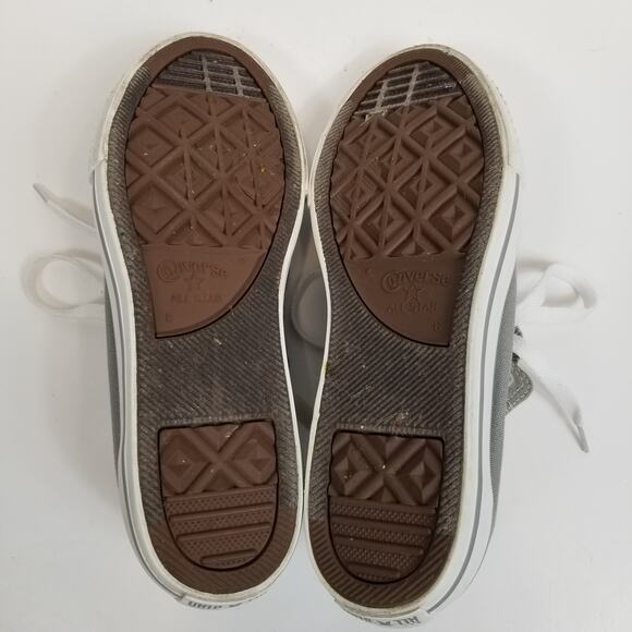 Converse All Star Women's Girls Double Tongue Low Top Sneakers Gray Pink Blue - Picture 8 of 9